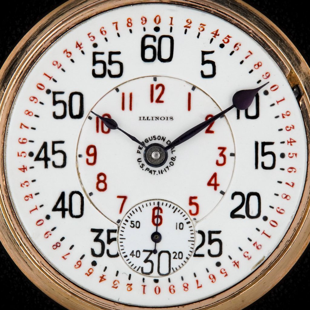 Early Ferguson Dial for Illinois Watches with 1908 Patent Marking, c.1910. (This image has been edited to correct a marking error in order to prevent distraction from the post).
