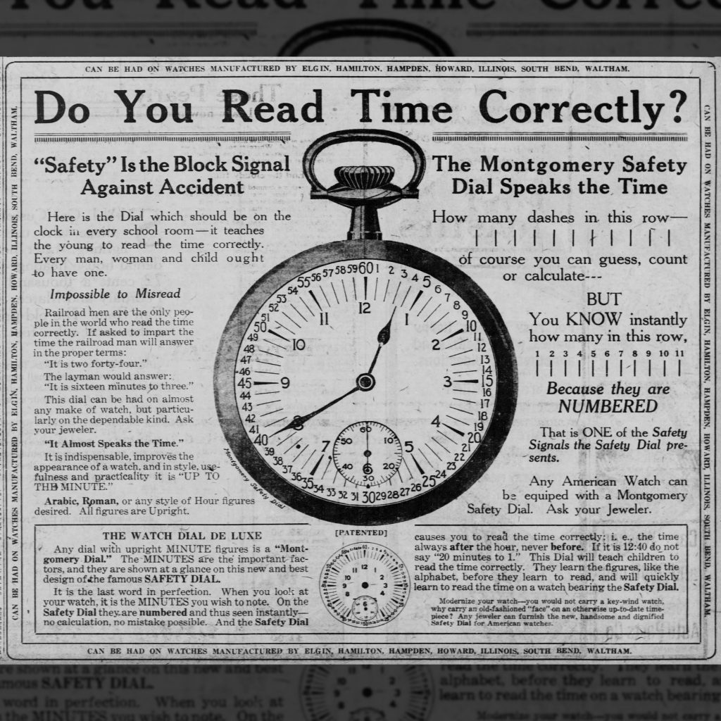 Advertisement for Montgomery’s Second Safety Dial, Type II, 1920