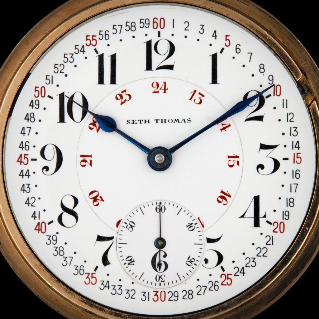 Seth Thomas “Montgomery Dial” with Continuous Marginal Minute Figures, Fitted on an 18-Size “Railway” Movement