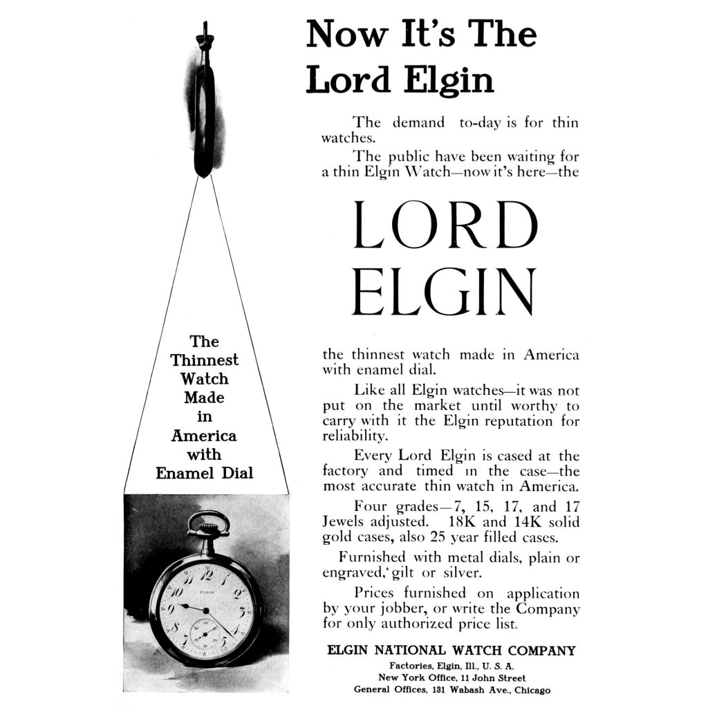 Elgin “Lord Elgin” Series Advertisement, Published in the June 1908 Issue of The Keystone