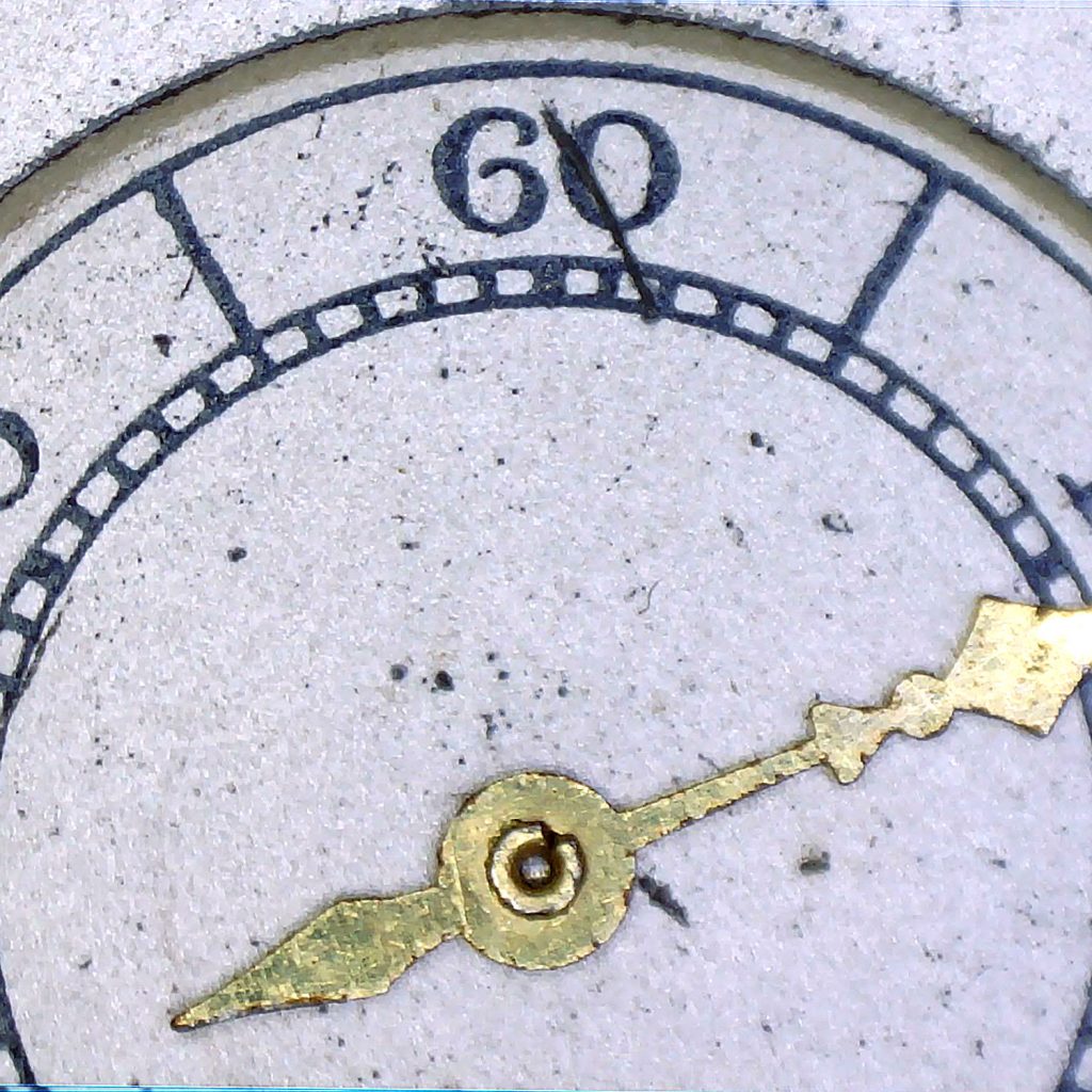Closeup Detail of a 1930s Metal Dial Manufactured by the Elgin National Watch Company