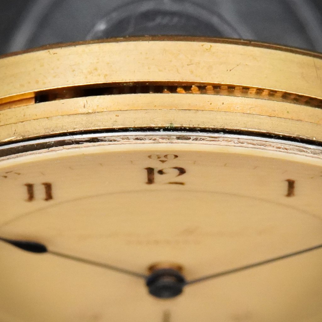 Edge of Celluloid Watch Dials from the Keystone Watch Company Showing Paper Substrate