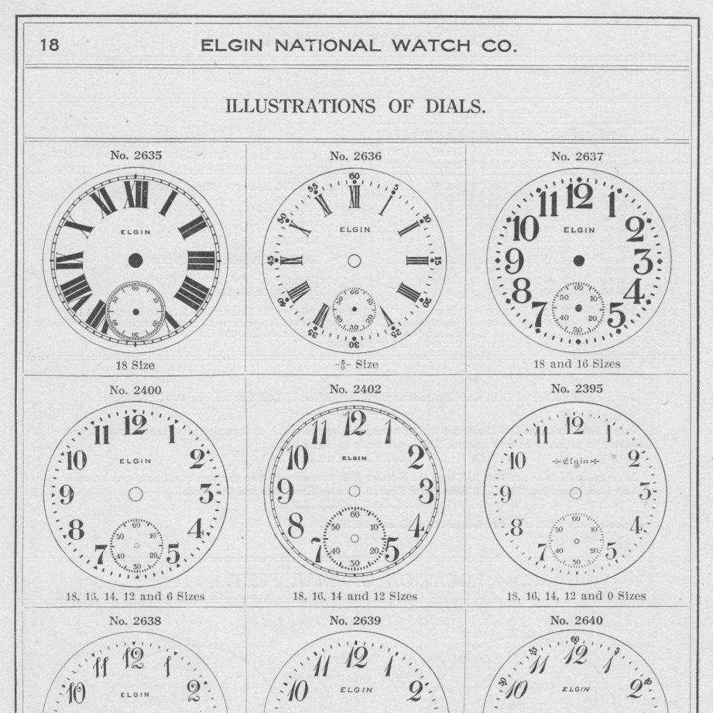 Elgin National Watch Company Dials (Showing Dial No. 2637), 1909 Material Catalog Supplement