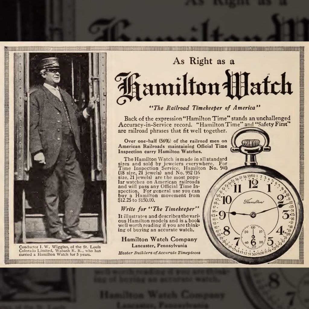 “The Railroad Timekeeper of America” Advertisement Featuring the No. 258 Montgomery Dial, Baltimore and Ohio Employees Magazine, October 1913.