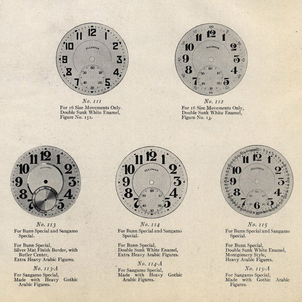 Illinois Watch Company 16Size Dials (1927 Catalog) Pocket Watch