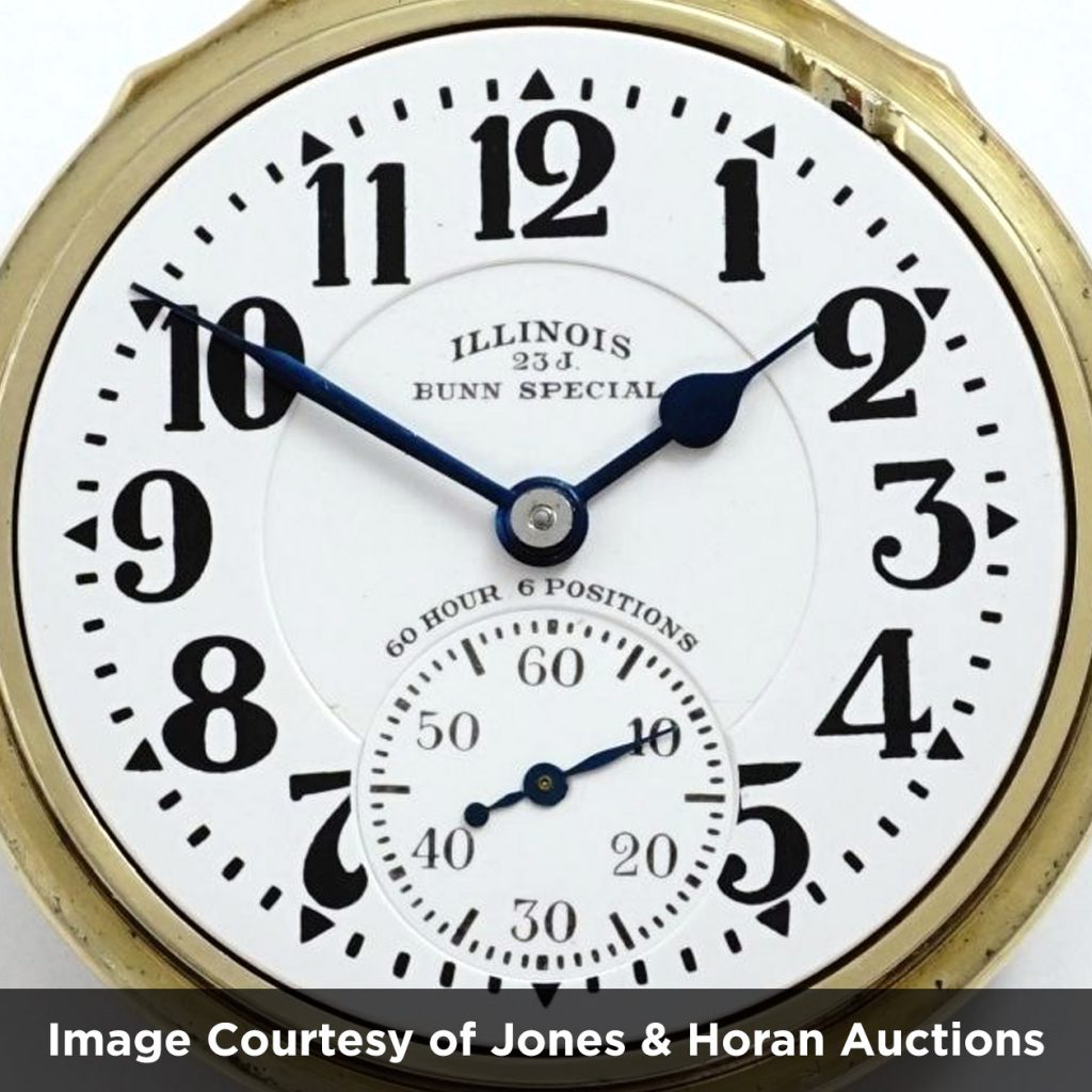 Illinois Watch Company “Flying J” Bunn Special Dial (Image courtesy of Jones & Horan Auctions)