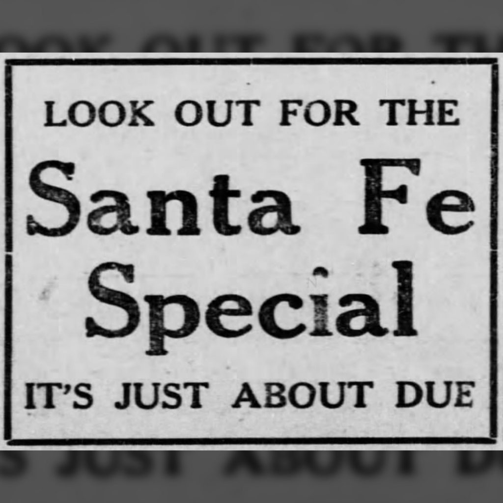 “Look Out For the Santa Fe” Advertisement [The Topeka State Journal, October 31, 1913]