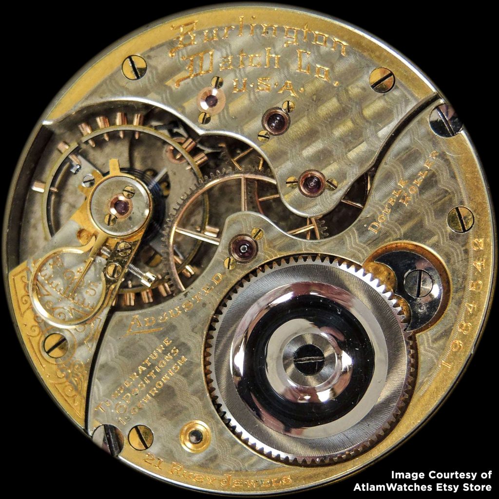 Burlington Watch Company Sangamo Grade Movement Manufactured by the Illinois Watch Company, c.1907. Estimated Total Production: 100.