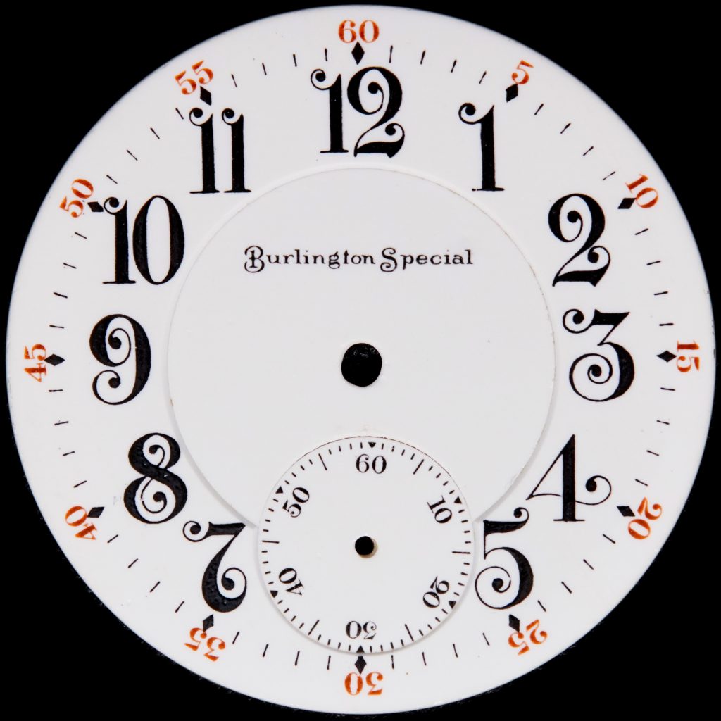 Burlington Special Standard Dial with Whimsical Curly Hour Figures, c.1908