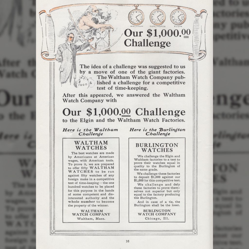 “Our $1,000 Challenge” Burlington Watch Company Catalog, c.1911.