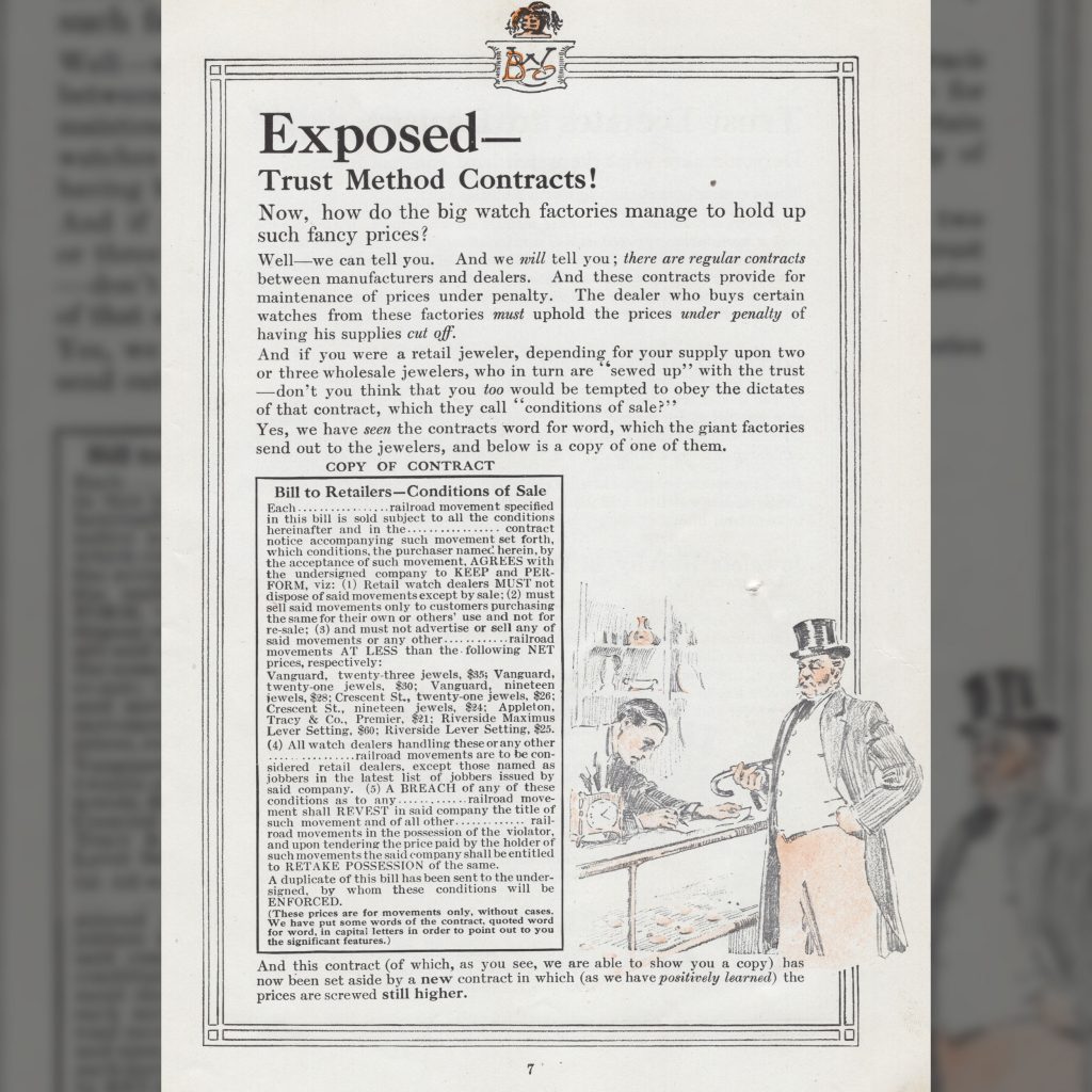 “Exposed! Trust Method Contracts,” Burlington Watch Company Catalog, c.1911.