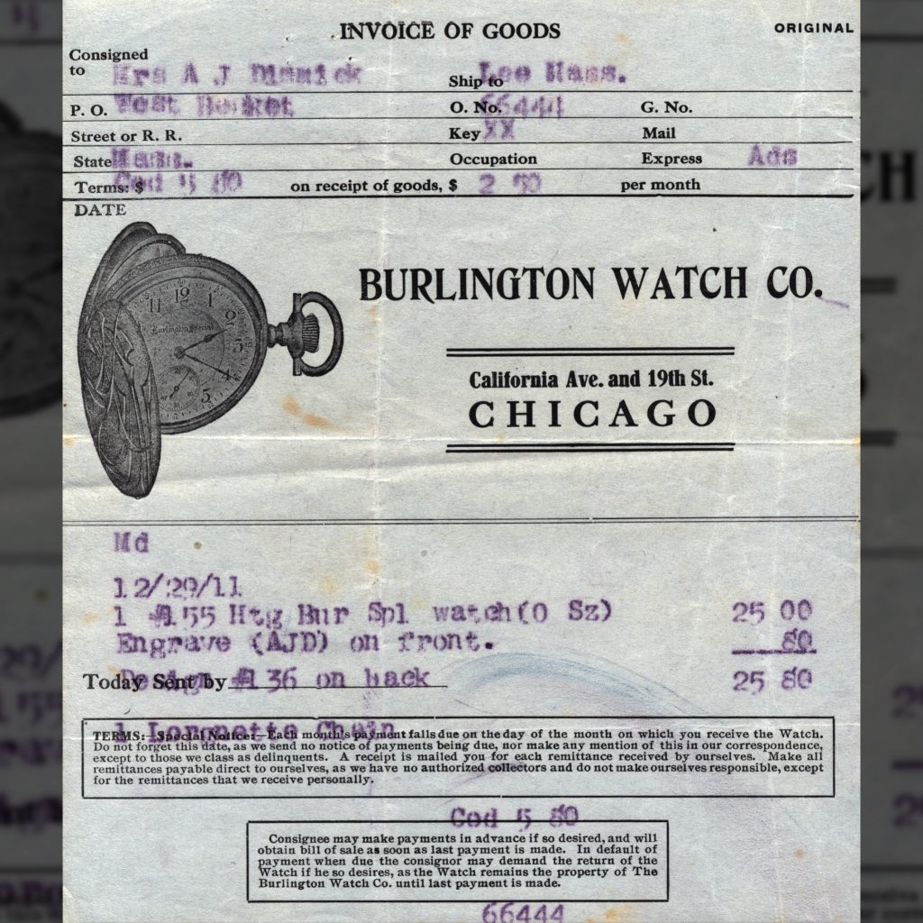 Invoice for watch