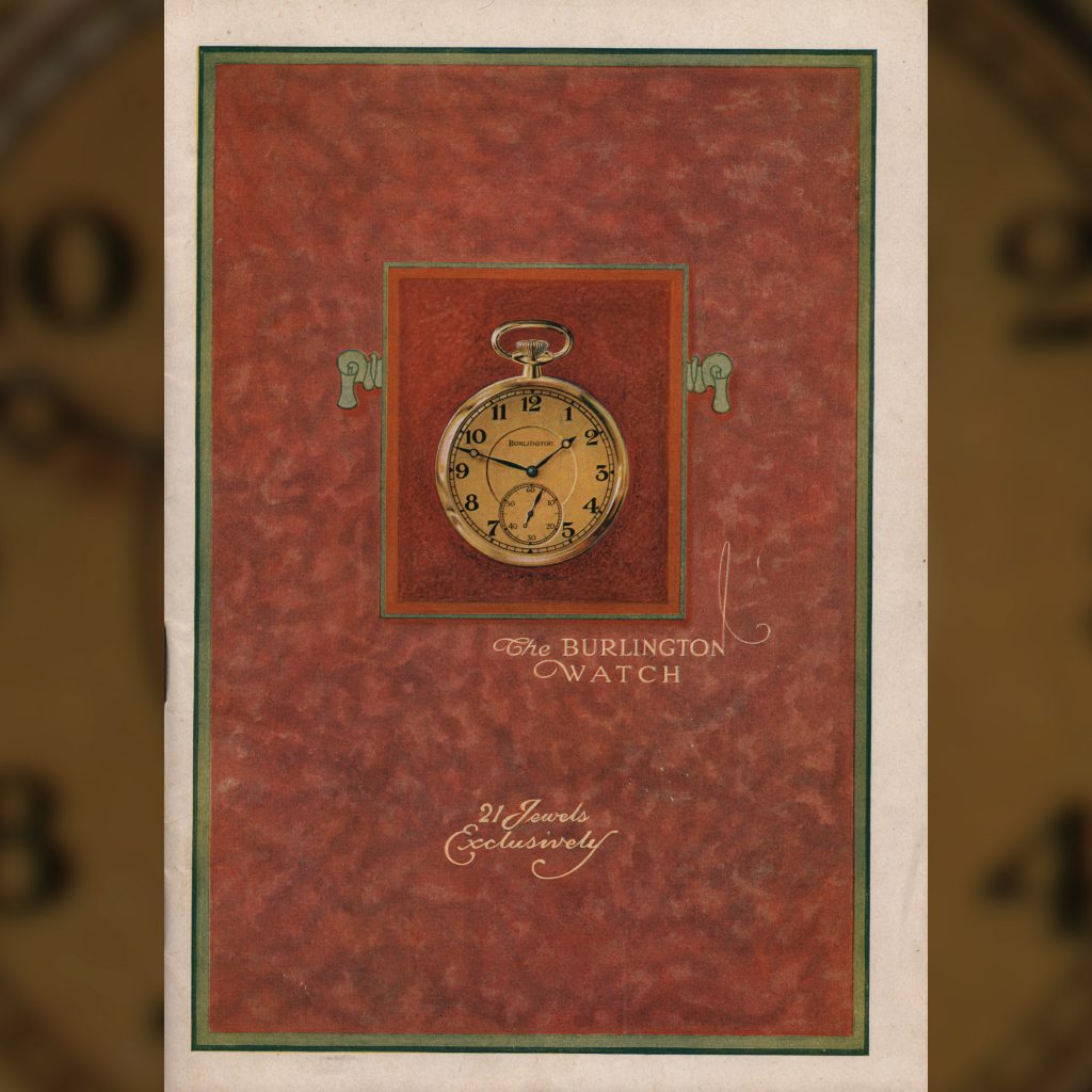 Cover with “21 Jewels Exclusively,” c.1923 Burlington Watch Company Catalog.