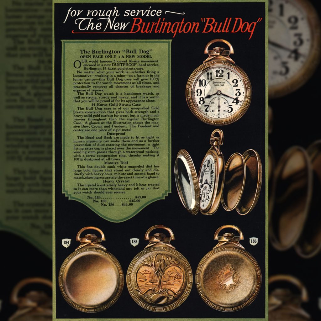 The New Burlington “Bull Dog,” c.1923 Burlington Watch Company Catalog.