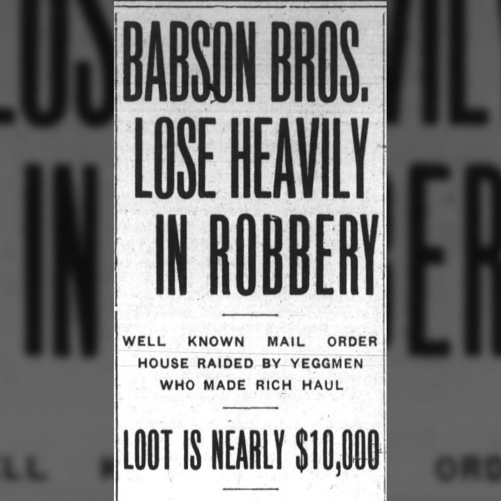 “Babson Bros. Lose Heavily in Robbery” Belvidere Daily Republican, March 27, 1915.