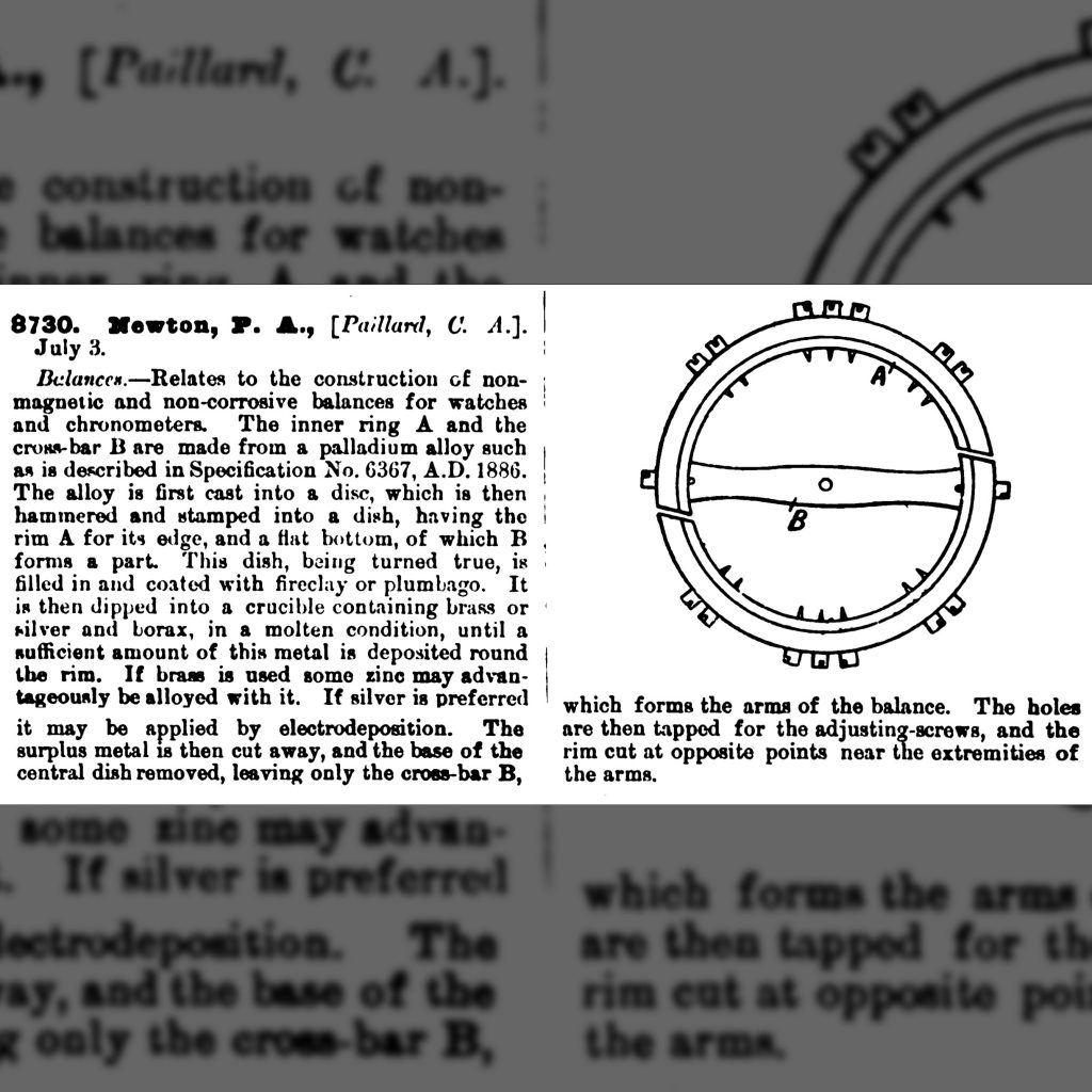 C.A. Paillard’s Palladium Balance Abstract of English Patent #8730.