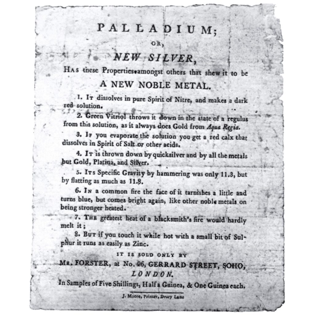 “Palladium” Handbill, Published in the August 1803 issue of Nicholson's Journal