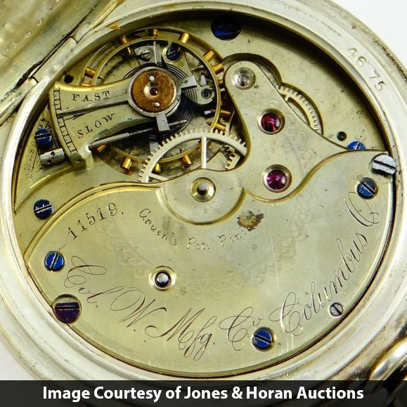 Early Columbus Watch Company Movement Manufactured by the Aeby Factory in Madretsch [Image Courtesy of Jones & Horan Auctions]