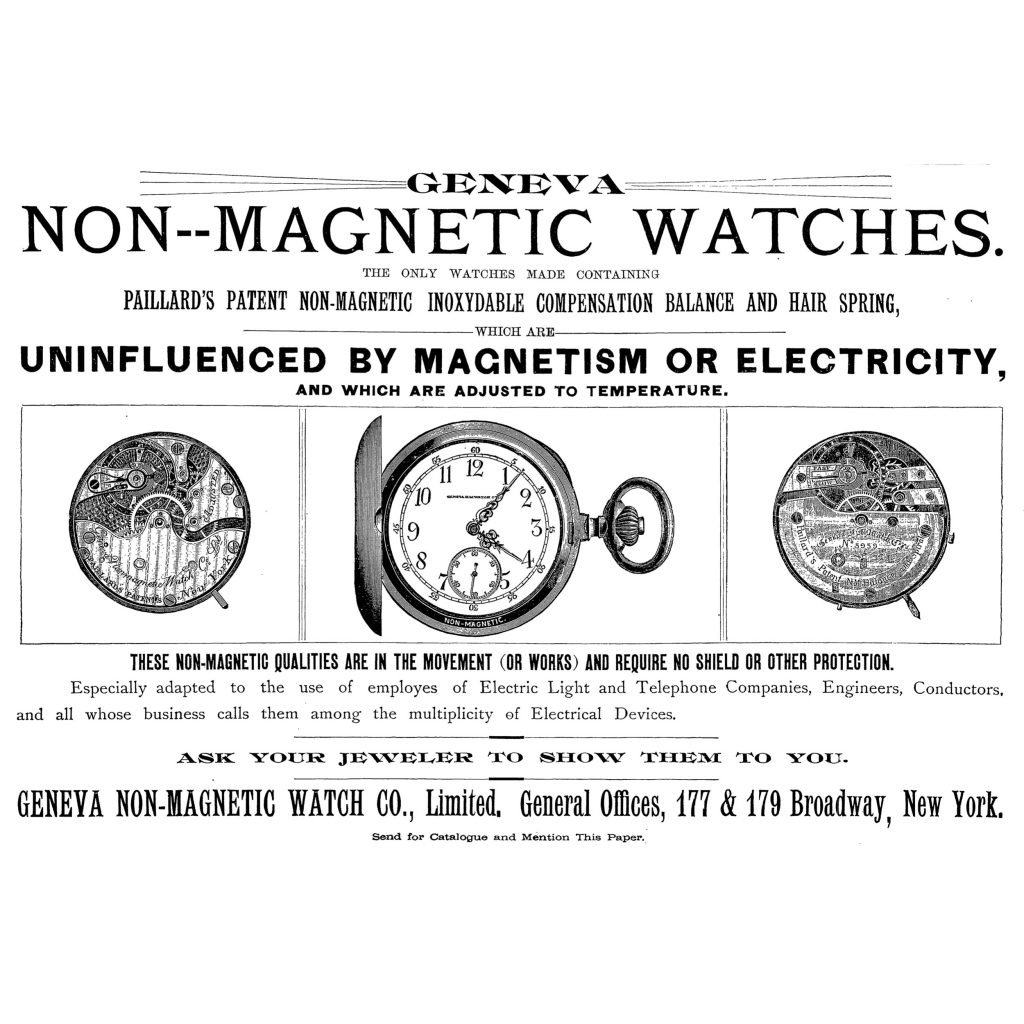 Geneva Non-Magnetic Watch Company Advertisement, Electrical Review, September 3, 1887