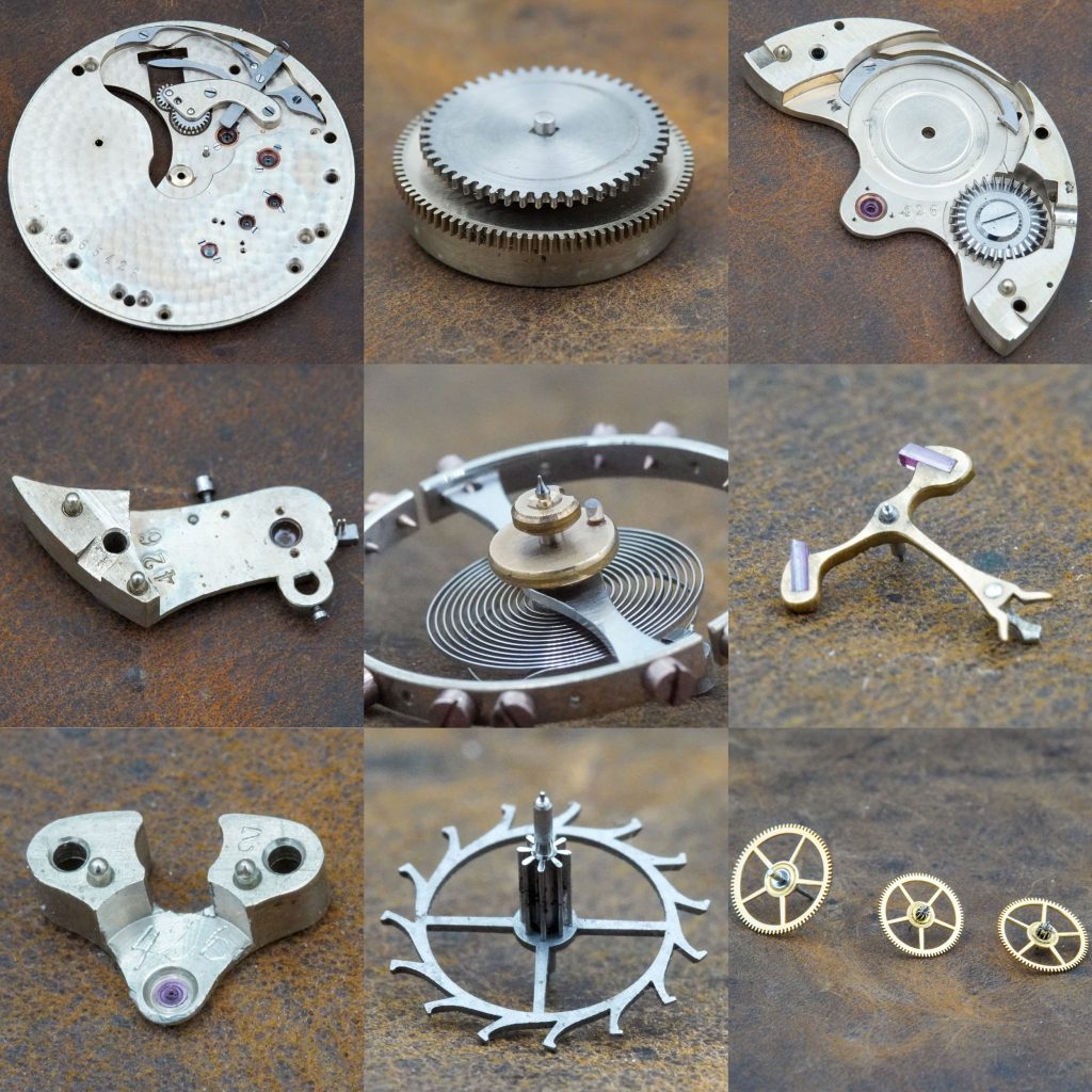 Deconstructed Parts from a Grade No. 73 Non-Magnetic Watch Co. of America Movement, #61818