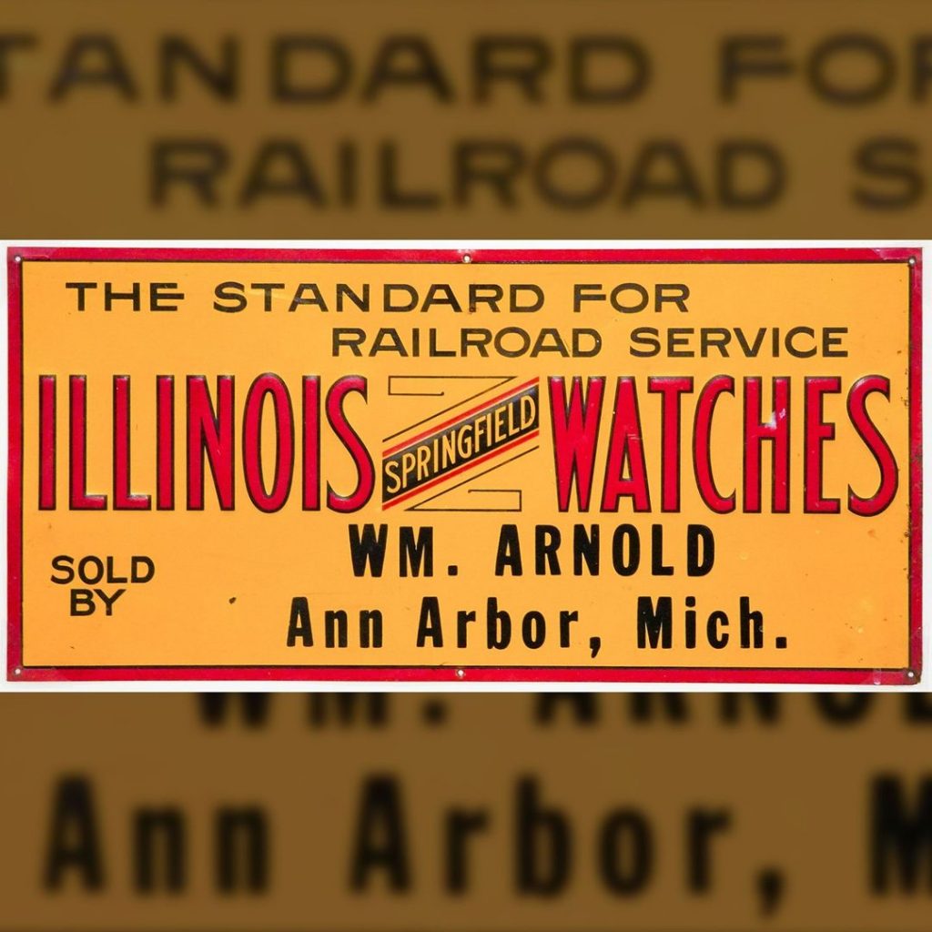 Illinois Watch Company Advertising Sign, c.1900, 19 ⅜” x 9 ¼”