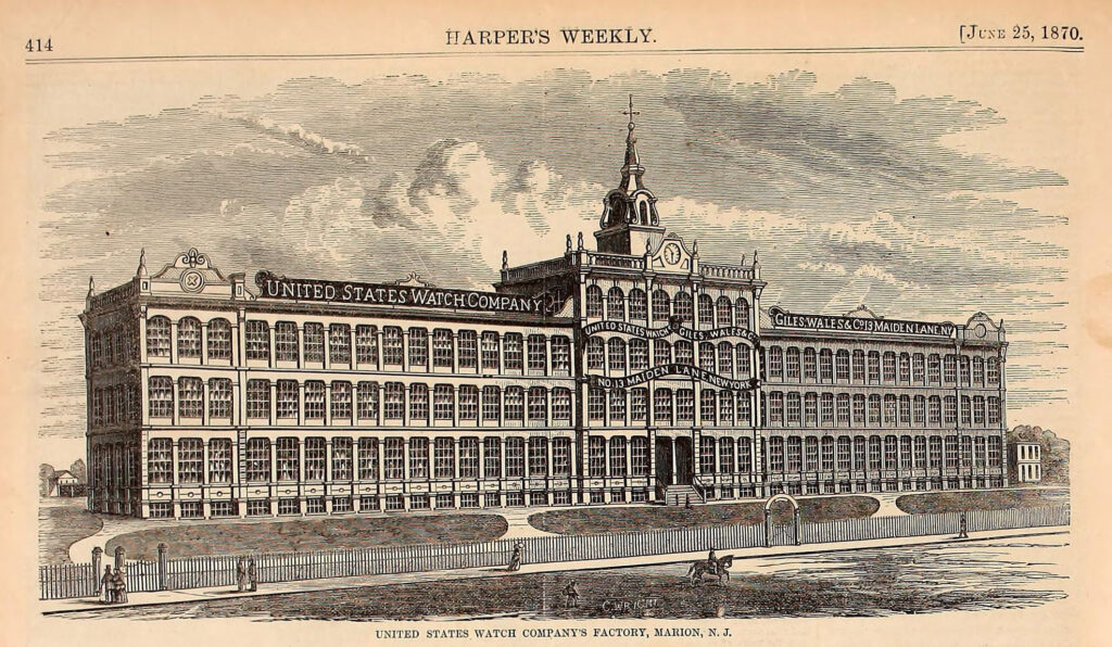 Engraving of the United States Watch Company Factory, Harper's Weekly, June 25, 1870