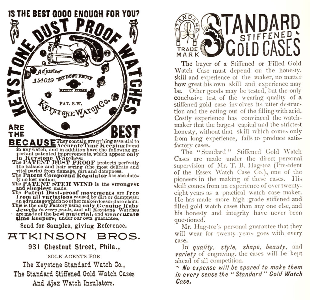 Keystone Watch Co. Dust-Proof Advertisement in the Jewelers' Circular: May 1889