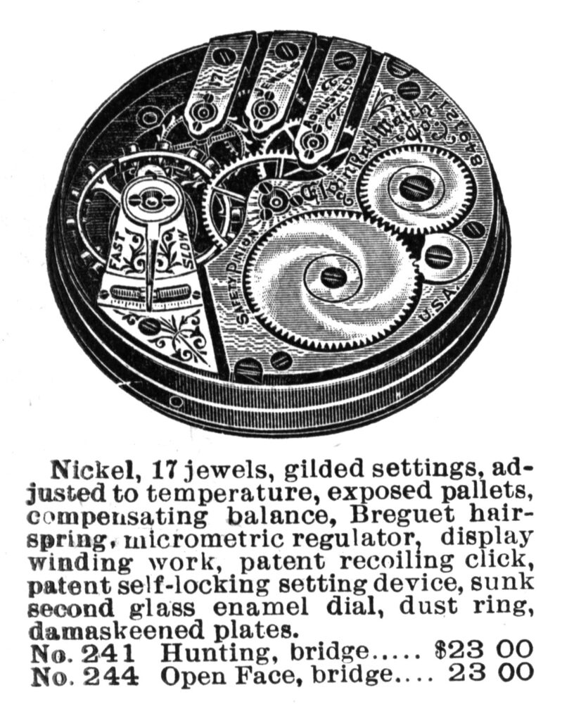 Elgin Grade 244 Description from A.C. Becken 16th Annual Catalog (1907)