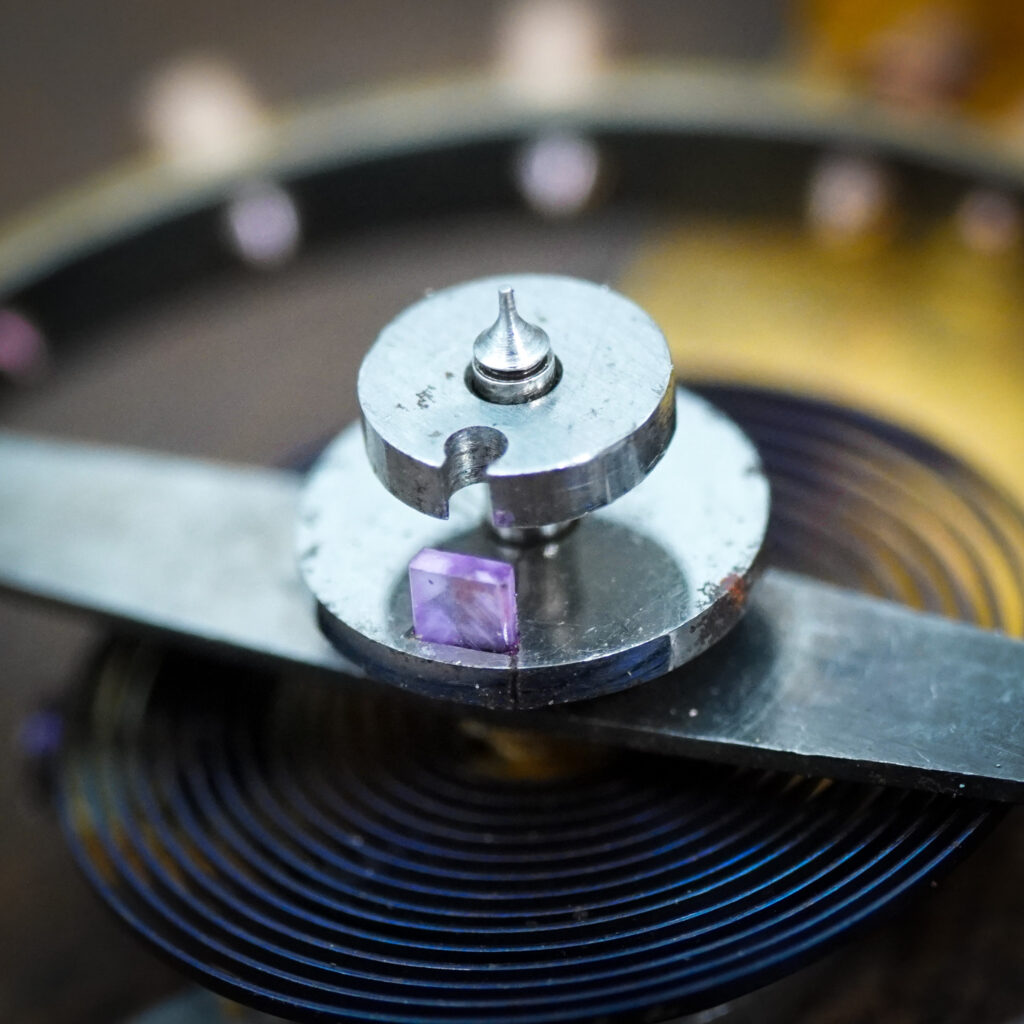 Adams & Perry Lancaster Watch, Showing Wide Roller Jewel and Notched Safety Roller of the Double Roller Escapement