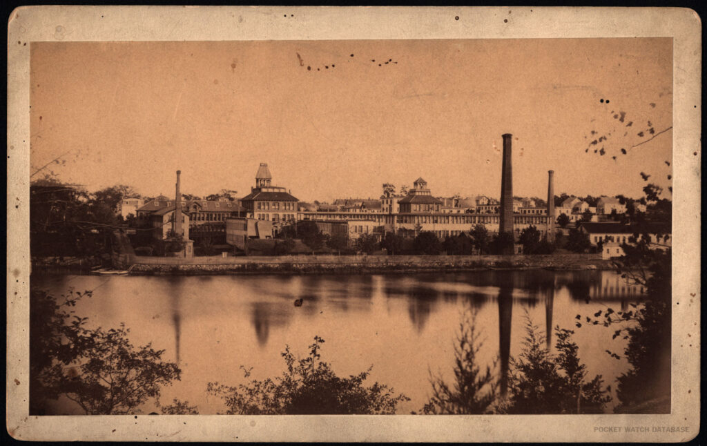 Photograph of the Waltham Watch Factory on the Charles River, c.1890