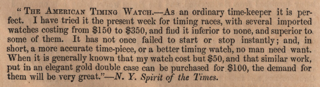 c.1860 American Watch Company Promotional Booklet about the Chronodrometer Horse Timer