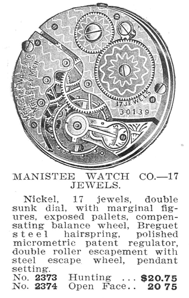 1912 S.F. Myers & Company Catalog Description for the 16s Mainstee Watch Movement