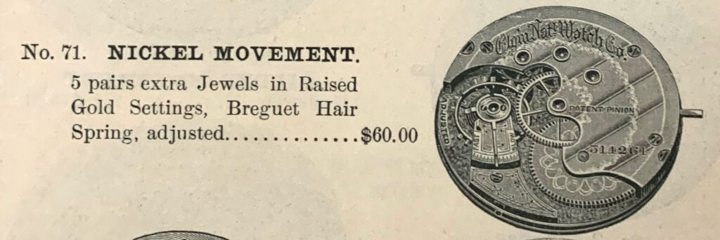 Elgin No. 71 Description, Benj. Allen & Co. Catalog 1888