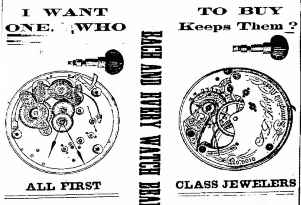 Illustration of Crowns and Stems Used For New York Watch Co. 3/4 Plate Movements