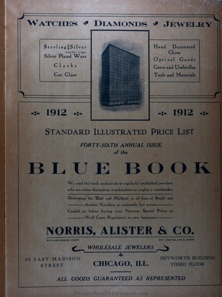 Title Page of the 1912 "Blue Book" Catalog Published by Norris, Alister & Co.