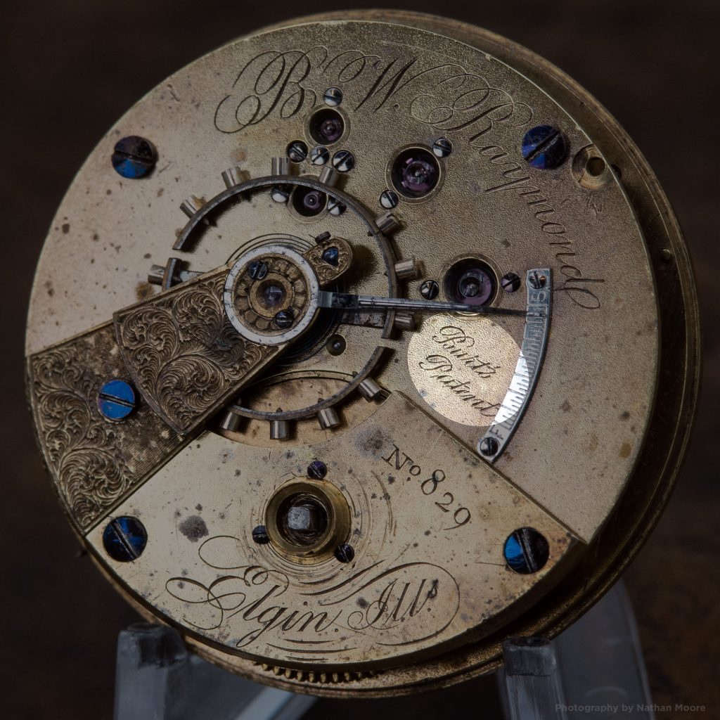 National Watch Company (Elgin) B.W. Raymond #829 Marked "Burt's Patent"