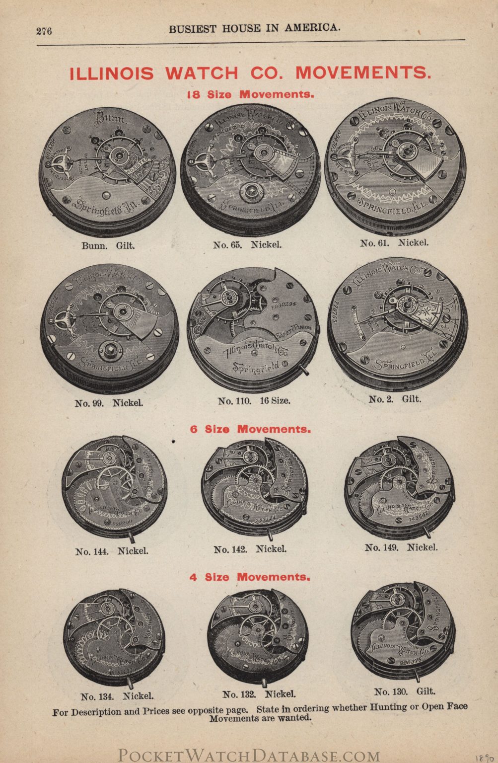 Movements Offered by the Illinois Watch Company in the 1890 Lapp ...