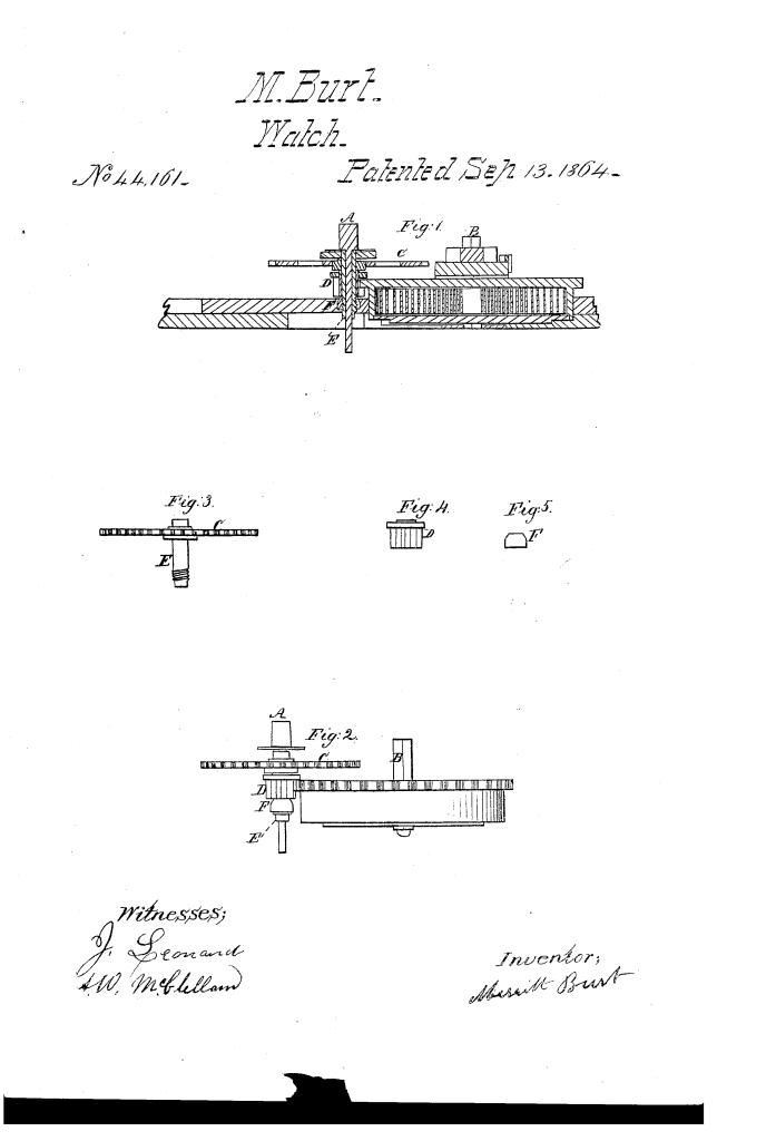 Merritt Burt's Patent Safety Pinion, U.S. Patent #44161