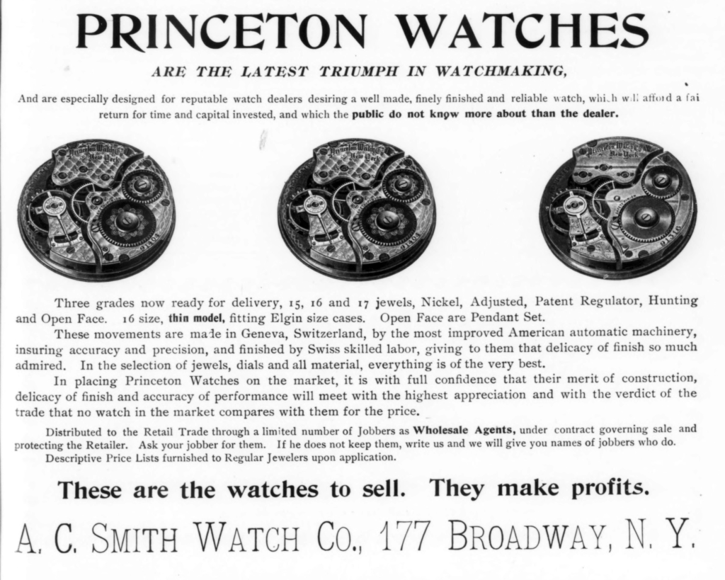 Princeton Watch Co. Advertisement, Published in The Jewelers' Circular, October 10, 1894