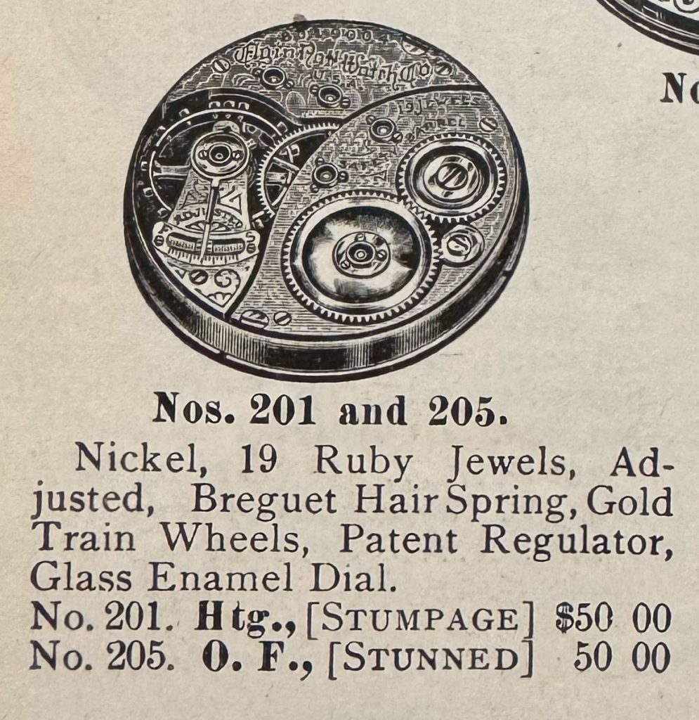 Elgin Grade 201 Description from the 1900 Lapp & Flershem Illustrated Catalog