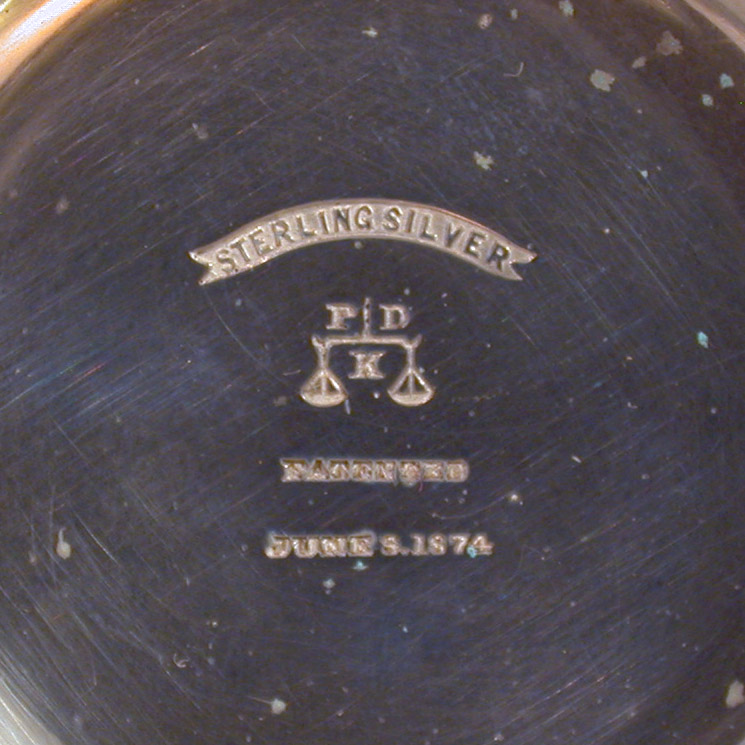 P.D.&K. Sterling Silver Case #6175 - Fitch "Beveled Invisible Centre" Case Markings