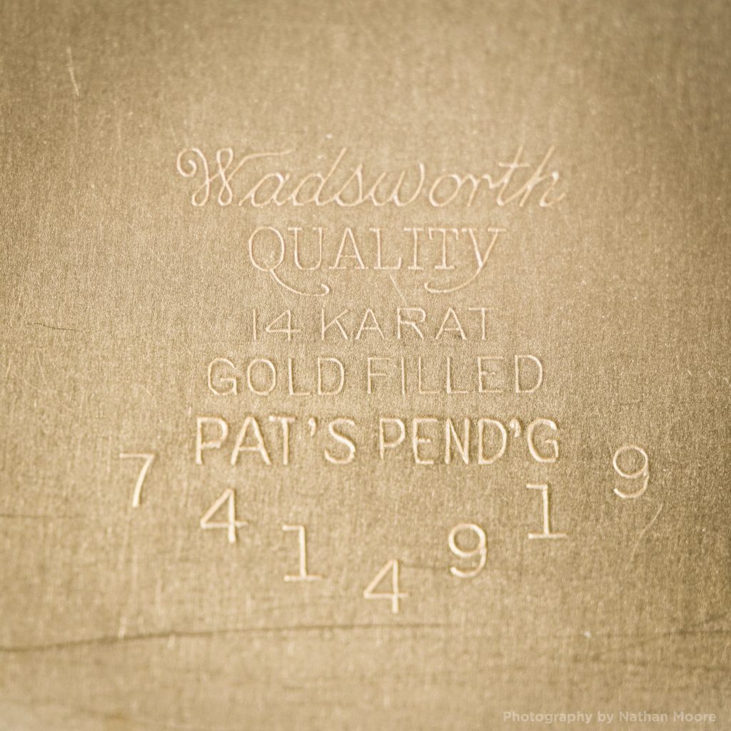 Example of a Wadsworth Gold-Filled Watch Case Marking After 1924 Showing "14 Karat" and "Gold Filled" (No Guarantee or Warranty Marks)
