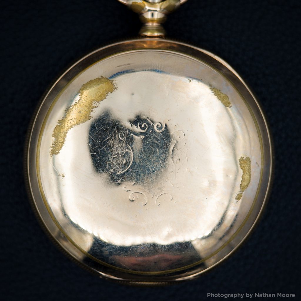 Gold-Filled Watch Case Showing Wear Through the External Layer of Gold, Revealing the Brass Composition Layer